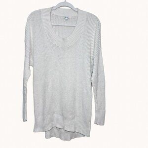 Aerie Oversized Sweater XS Womens Cream Cotton Open Knit Pullover Sz Extra Small